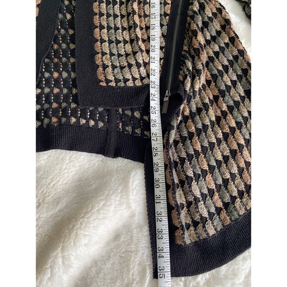 Nic & Zoe Asymmetric Side Zip Open Front Cardigan Olive Mix Sz S - Picture 7 of 11